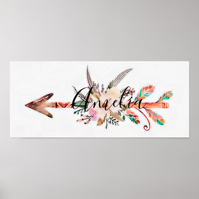 Affiche de flèche florale personnalisée (Devant)