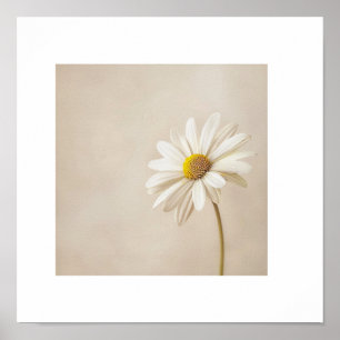 Affiche de fleur de daisy minimaliste – Bot beige