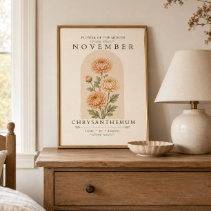 Affiche de fleur de naissance de chrysanthème de n