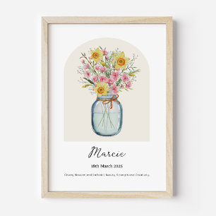 Affiche de fleur de naissance de jonquille de fleu