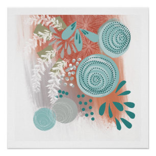 Affiche de fleurs abstraites d'art moderne