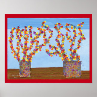 Affiche de fleurs de couleur arc-en-ciel