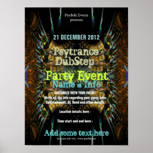 Affiche de flyer de la fête Fractal Blast