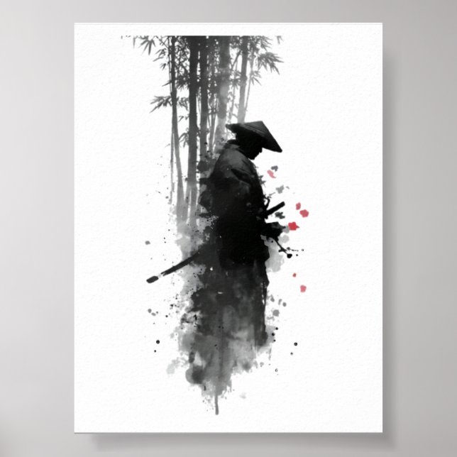 Affiche de forêt de bambou Samouraï encre japonais (Devant)
