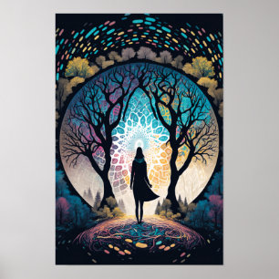 Affiche de forêt mandala psychédélique Trippy 3