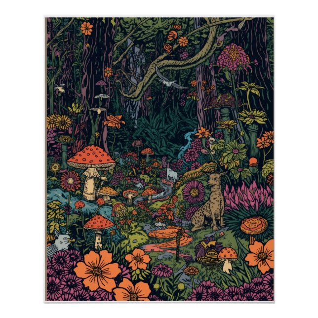 Affiche de forêt psychédélique (Devant)