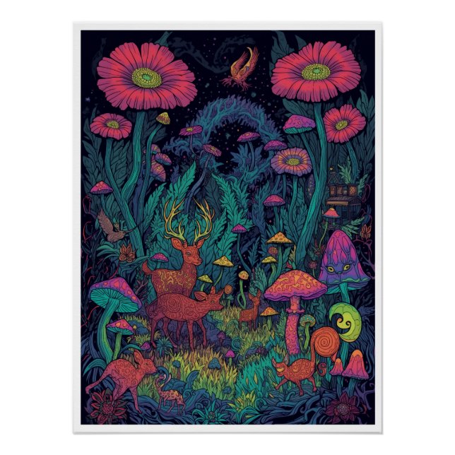 Affiche de forêt psychédélique (Devant)