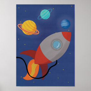 Affiche de fusée spatiale pour enfants