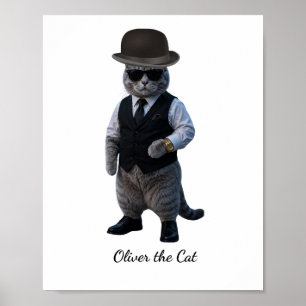 Affiche de gentleman de chat élégant drôle