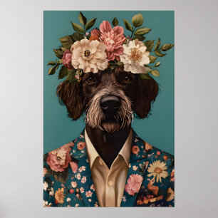 Affiche de German Wirehaired Pointer en costume, A