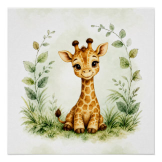 Affiche de girafe faune Art mural Nature