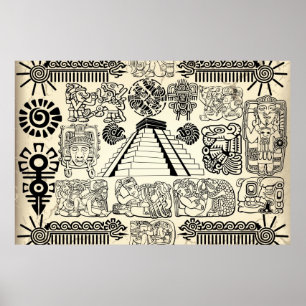 Affiche de grands symboles mayas
