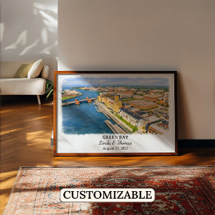 Affiche de Green Bay Wisconsin, Aquarelle, Sur mes