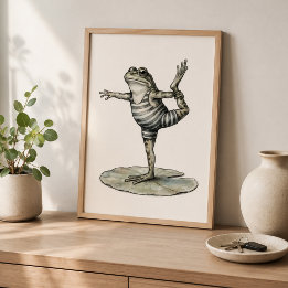 Affiche de grenouille de yoga fantaisiste sur nénu