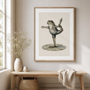 Affiche de grenouille de yoga fantaisiste sur nénu
