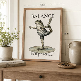 Affiche de grenouille "L'équilibre est une pratiqu