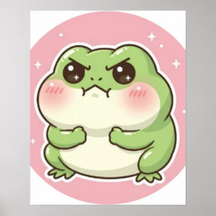 Affiche de grenouille mignonne rougissante Kawaii 