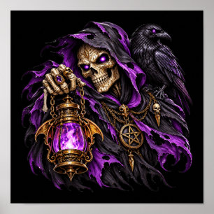 Affiche de Grim Reaper gothique et corbeau - Flamm