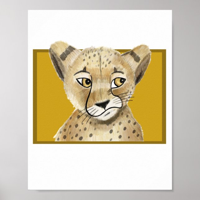 Affiche de guépard mignon – Impression d'art mural (Devant)