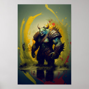 Affiche de Guerrier Orc Fantastique Art de Gamer