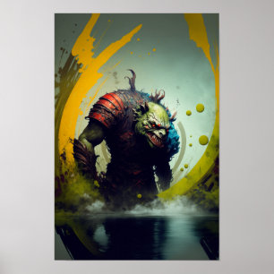 Affiche de Guerrier Orc Fantastique Art de Gamer