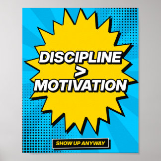 Affiche de gym Pop Art Discipline Plus Forte que l