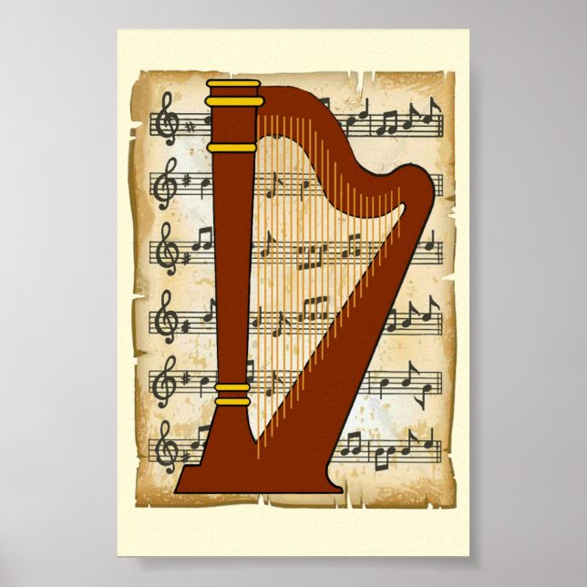 Affiche de harpe et de musique (Devant)