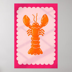 Affiche de homard orange, pop art audacieuse pour 