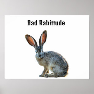 Affiche de humour de lapin à mauvaise attitude