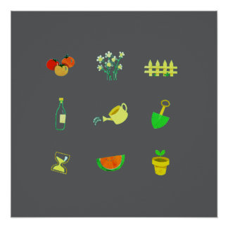 Affiche de jardinage moderne sur fond gris foncé
