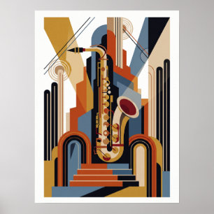 Affiche de jazz Art Déco simple vintage
