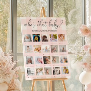 Affiche de jeu de 20 photos de bébé en vichy rose