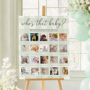 Affiche de jeu de 20 photos de bébé en vichy vert