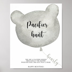 Affiche de jeu de chasse à la tétine ballon d'ours