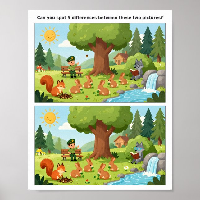 Affiche de jeu de différences de scène de dessin a (Devant)