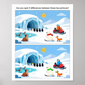 Affiche de jeu de différences pour scène naturelle