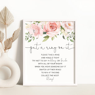 Affiche de jeu floral blush met un anneau dessus