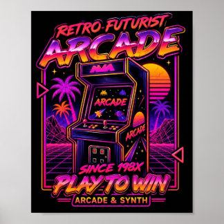 Affiche de jeu néon Synthwave Arcade Rétro Futuris
