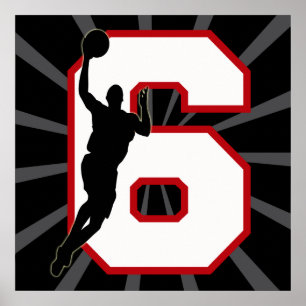 AFFICHE DE JOUEUR DE BASKET DU NUMÉRO 6