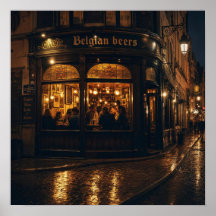 Affiche de la brasserie Belgian Corner la nuit