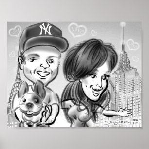 Affiche de la caricature des amoureux de les