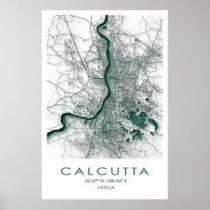 Affiche de la carte Calcutta/Kolkata Bengale occi