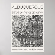Affiche de la carte de la ville d'Albuquerque Nouv