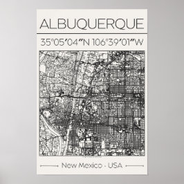 Affiche de la carte de la ville d'Albuquerque Nouv
