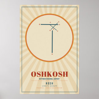 Affiche de la carte des pistes de l'aéroport Oshko