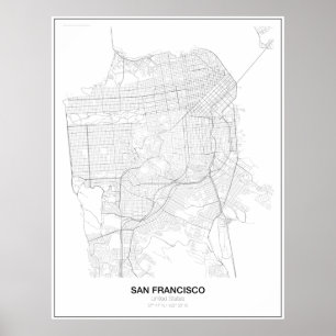 Affiche de la carte minimaliste des États-Unis à S