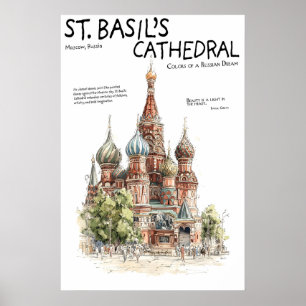Affiche de la cathédrale Saint-Basile  Moscou Russ