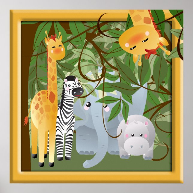 Affiche de la chambre d'enfants Animaux de Safari  (Devant)