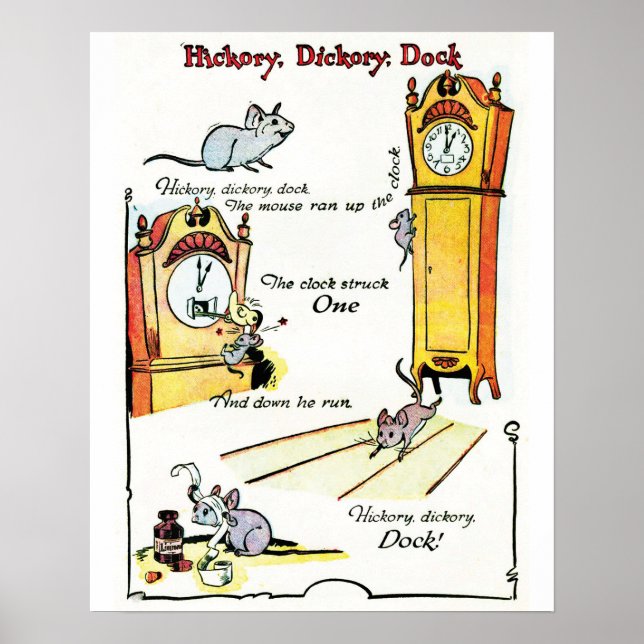 Affiche de la comptine "Hickory Dickory Dock" (Devant)