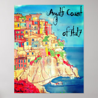 Affiche de la côte amalfitaine d'Italie 11" X 14"